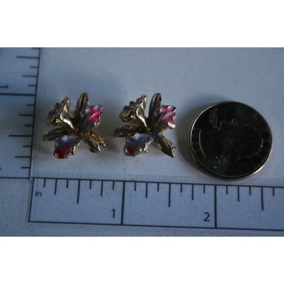 Pair of Vintage Thistle Flower Scottish Enamel Lapel Pin - Picture 7 of 7